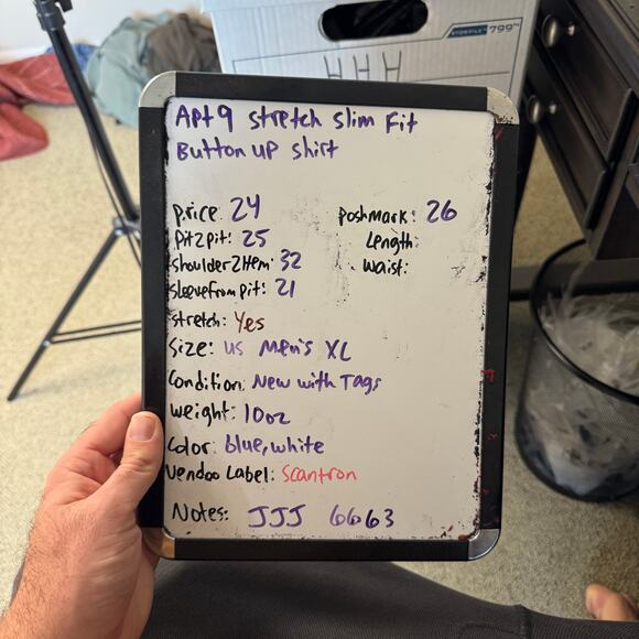 Apt 9 Stretch Slim Fit Button UP Shirt US Men's XL - Picture 8 of 8